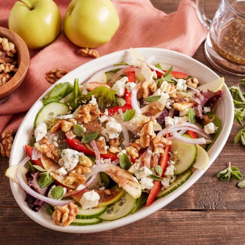 Mason Jar Chicken Salad with Apples, Walnuts, and Gorgonzola
