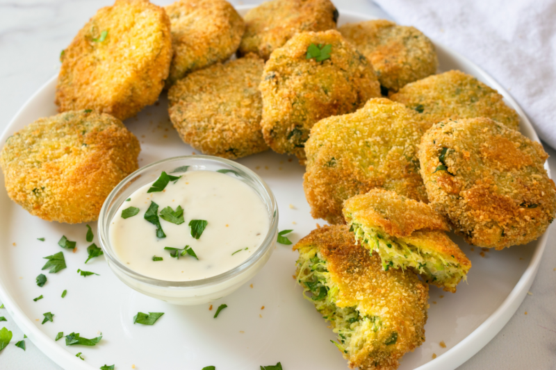 Zucchini Fritters with Feta, Cheddar, Mint and Parsley