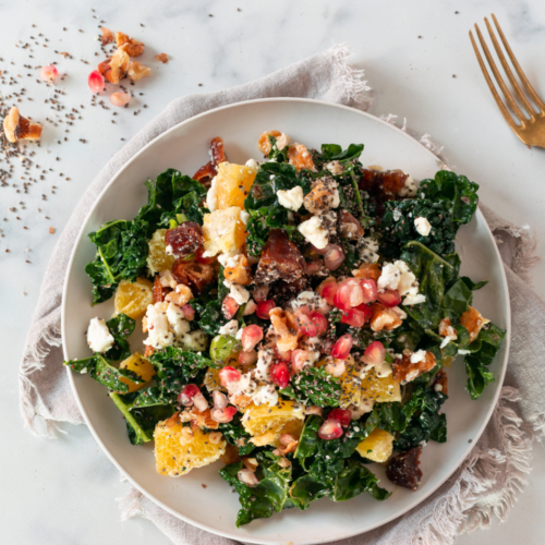 Kale Pomegranate Salad With Goat Cheese