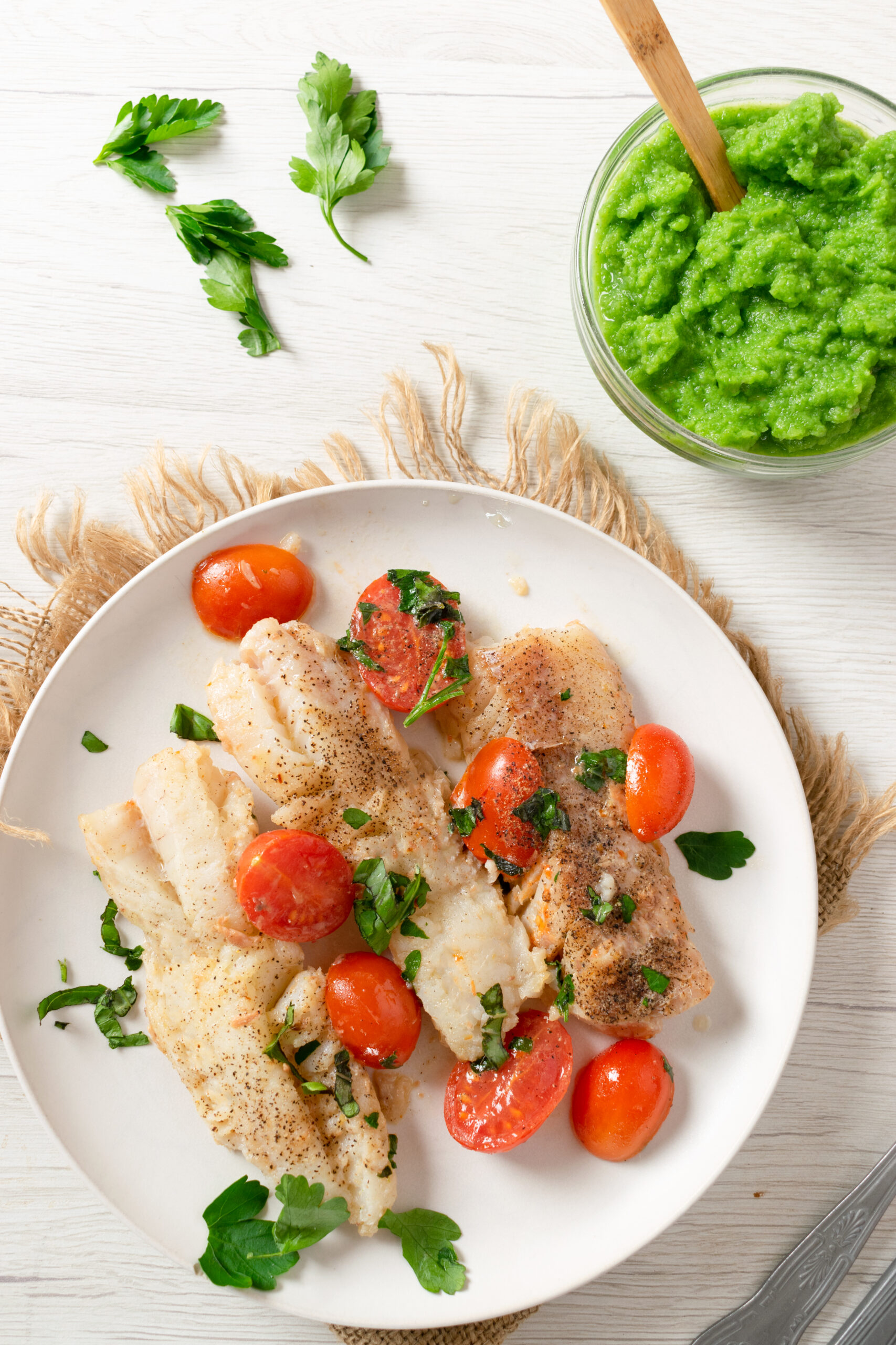 Saute' cod fish with broccoli pure’ Pin