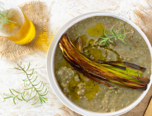 Italian Lentil Soup with Rosemary Oil and Roasted Leek